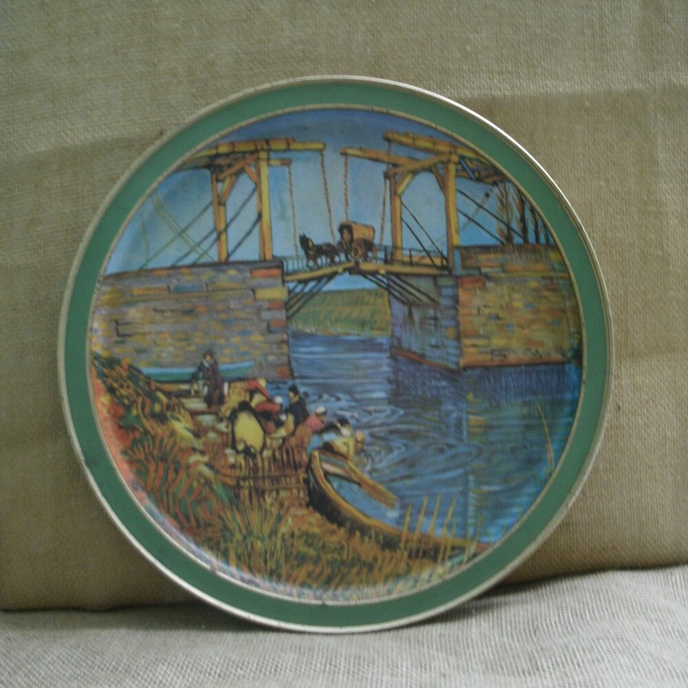Vintage Sunshine Van Gogh Langlois Bridge Metal Serving Tray